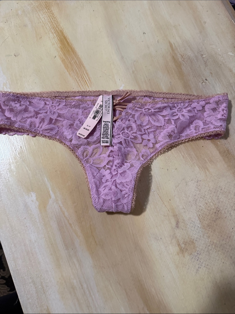 Victoria's Secret Mauve Floral Lace Thong